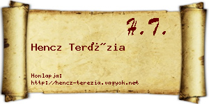 Hencz Terézia névjegykártya